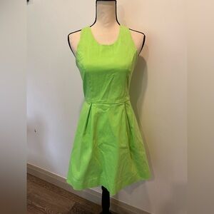 Line and  Dot green fluorescent lime skater dress SZ S NWOT